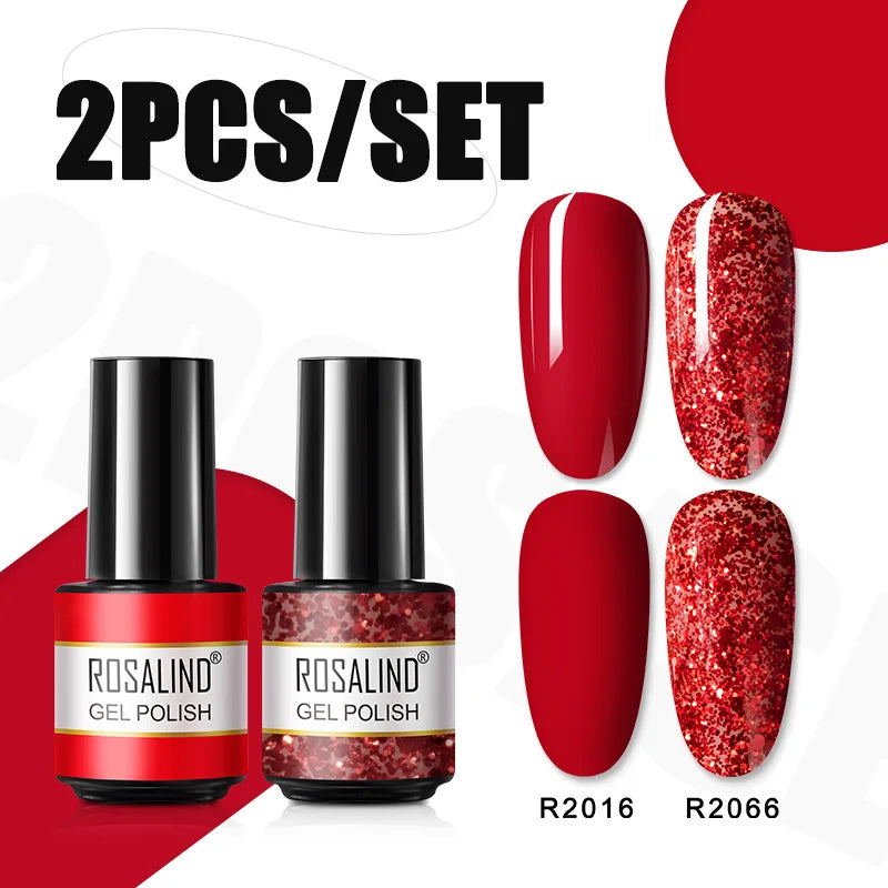ROSALIND Nail Gel Manicure Set Hybrid Varnish Kit For Nails Art UV Lamp Semi Permanent Nail Gel Polish Set With Good Pack