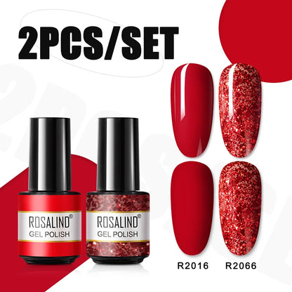 ROSALIND Nail Gel Manicure Set Hybrid Varnish Kit For Nails Art UV Lamp Semi Permanent Nail Gel Polish Set With Good Pack
