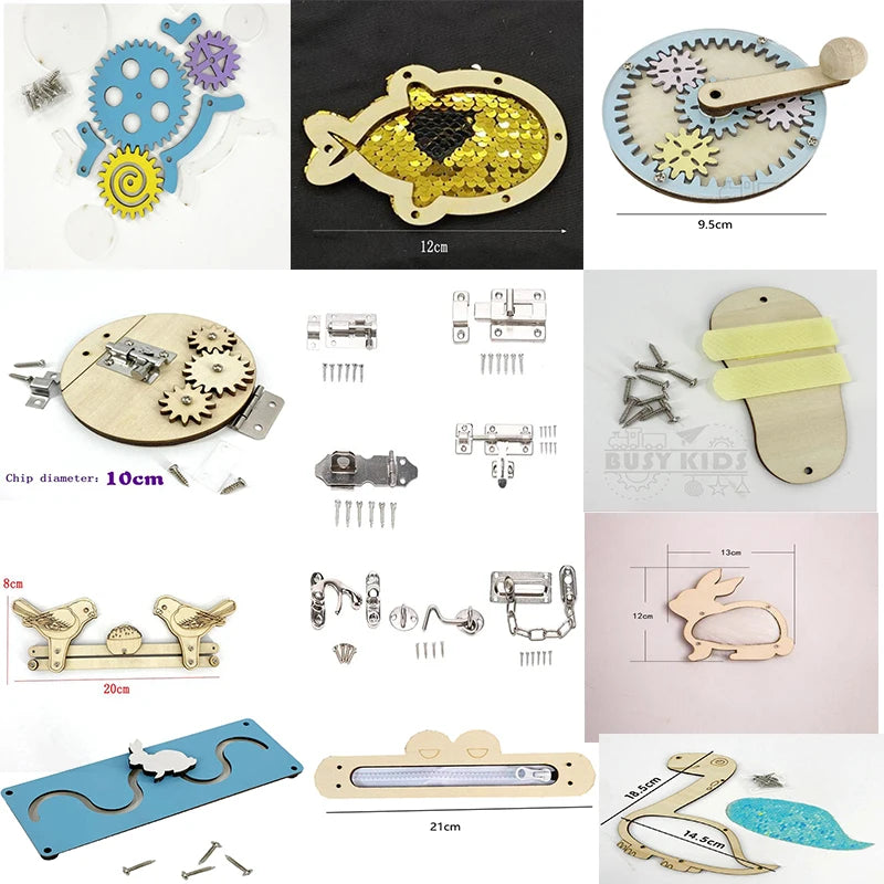 Kids Busy Board DIY Toys Basic Life Skill Training Montessori Educational Lock Cognition Activity Accessorie Material Learning