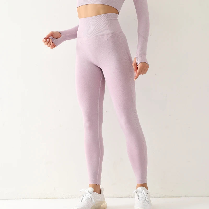 Leggings deportivos sin costuras para mujer, de cintura alta, elásticos, lisos, para yoga, gimnasio, trotar, de secado rápido, push up, ajustados, para mujer