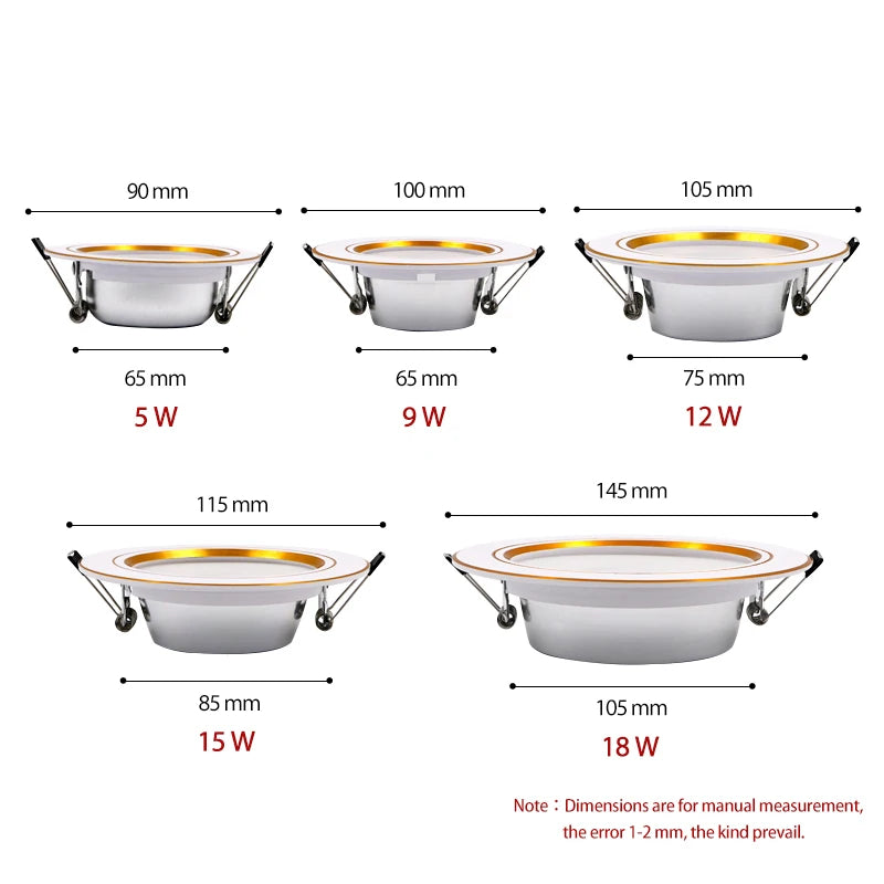 KARWEN LED Downlight Ouro/Prata/Branco Corpo 5W 9W 12W 15W 18W conduziu a luz de teto AC 220V 230V 240V para Refletor LED interno
