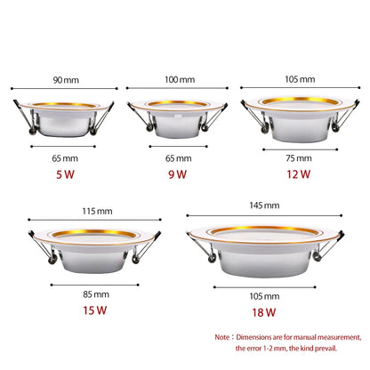 KARWEN LED Downlight Ouro/Prata/Branco Corpo 5W 9W 12W 15W 18W conduziu a luz de teto AC 220V 230V 240V para Refletor LED interno