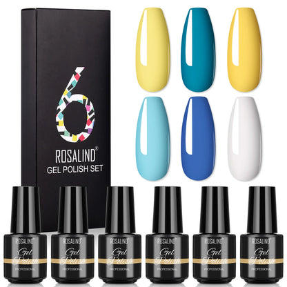 ROSALIND Nail Gel Manicure Set Hybrid Varnish Kit For Nails Art UV Lamp Semi Permanent Nail Gel Polish Set With Good Pack