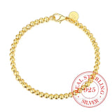 Pulsera para hombre y mujer 100% plata de ley 925, pulsera clásica de cadena redonda de 4 mm, 