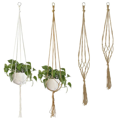 Macrame Handmade Plant Hanger Baskets Flower Pots Holder Balcony Hanging Decoration Knotted Lifting Rope Home Garden Supplies