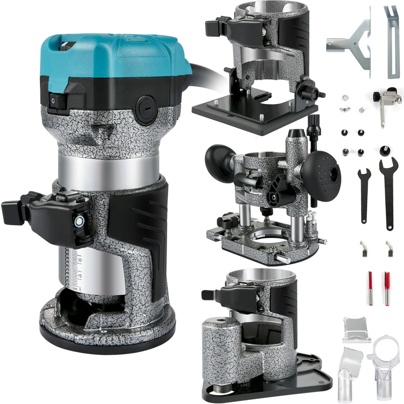 VEVOR Wood Router Machine Electric Trimmer 710W 33000RPM Power Carpentry Tool for Woodworking Trimming Grooving Carving Milling