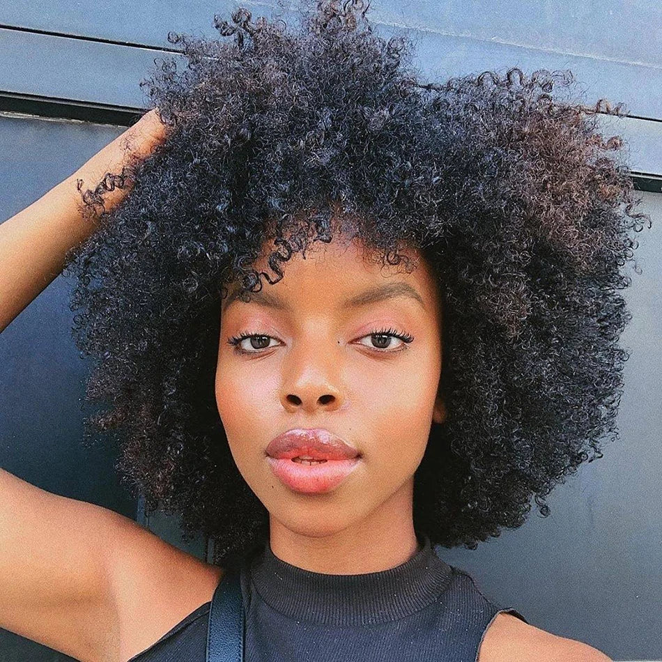 MsSunlight Afro Kinky Curly Wig Human Hair Short Wigs For Women Human Hair 100% Natural 4B 4C Brazilian Hair Wigs Full Machine