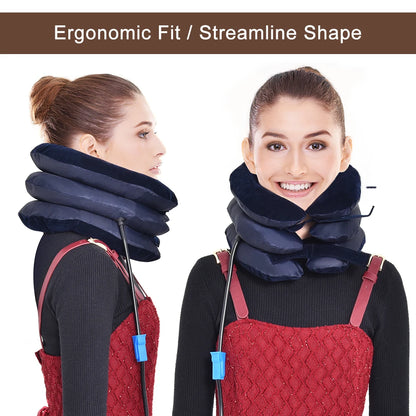 Collarín cervical inflable con tracción cervical, soporte para tractor, almohada de masaje, alivio del dolor, relajación, cuidado de la salud, camilla para cuello y cabeza.