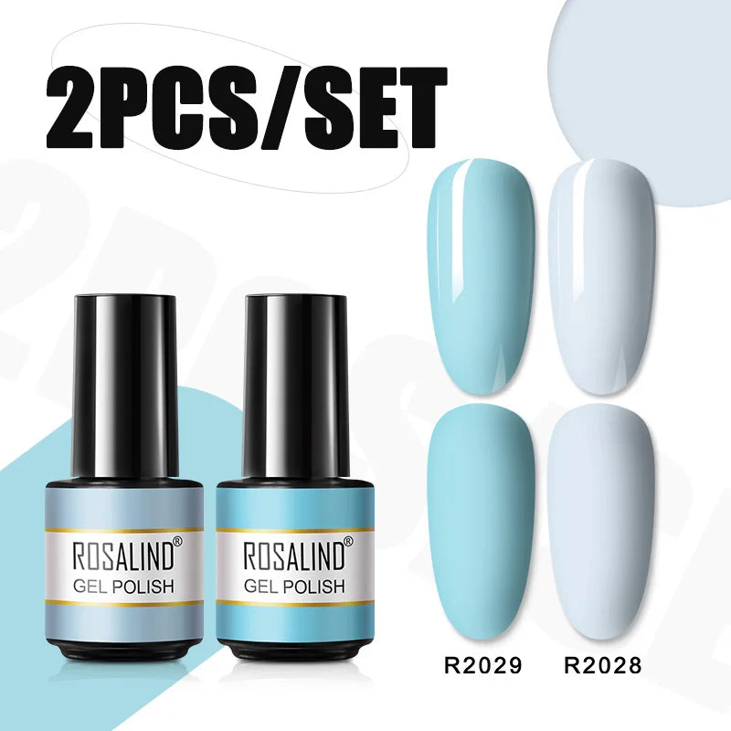 ROSALIND Nail Gel Manicure Set Hybrid Varnish Kit For Nails Art UV Lamp Semi Permanent Nail Gel Polish Set With Good Pack