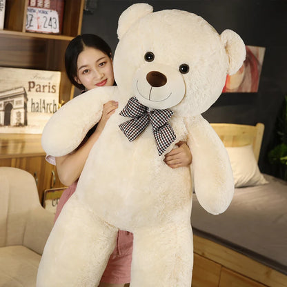 Oso de peluche gigante de 105 cm, suave, blanco, rosa y marrón, almohada súper grande para abrazar, regalo de cumpleaños para niños.