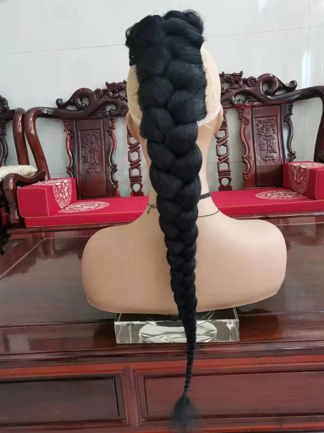 Rabo de cabelo com trança 75cm textura afro kinky straight