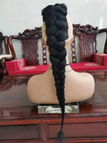 Rabo de cabelo com trança 75cm textura afro kinky straight