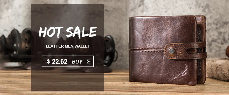 ONTACT'S Genuine Leather Short Wallets for Men RFID Vintage Coin Purse Card Holder Male Money Clip Women‘s Wallet Bag HandbagC