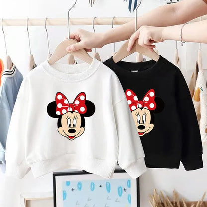 Sudadera de Minnie para niña, de primavera y otoño, holgada, de manga larga, con dibujos animados de Disney, para niños, con cuello redondo