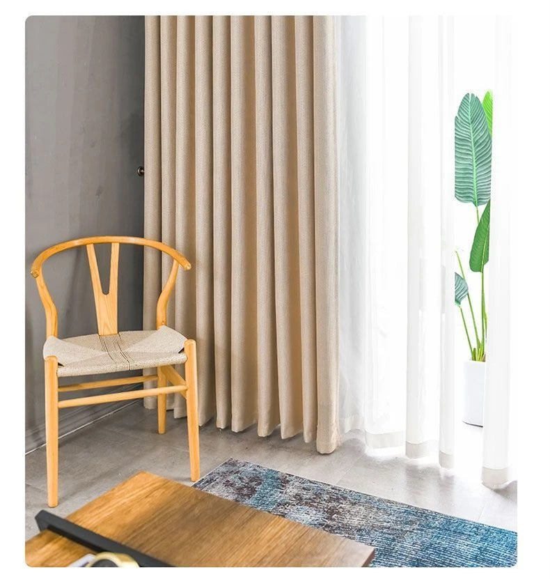 350cm Height Custom Made Thickened Solid Color Faux Linen Curtain 80%-90% Blackout Curtains For Bedroom Living Room Blackout