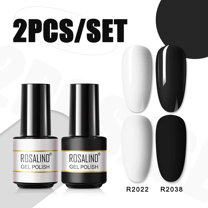 ROSALIND Nail Gel Manicure Set Hybrid Varnish Kit For Nails Art UV Lamp Semi Permanent Nail Gel Polish Set With Good Pack