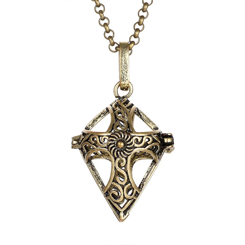 Mexico Music Ball Hollow Zircon Pendant Vintage Perfume Locket Necklace Aromatherapy Diffuser Sweater Chain For Women Jewelry