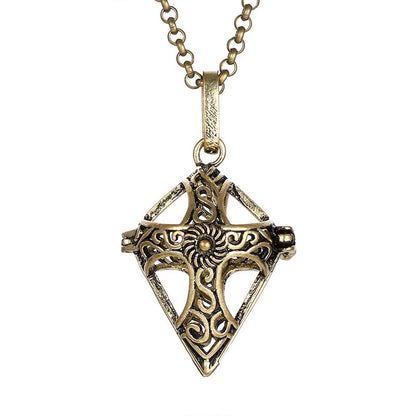 Mexico Music Ball Hollow Zircon Pendant Vintage Perfume Locket Necklace Aromatherapy Diffuser Sweater Chain For Women Jewelry