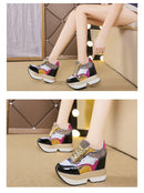 Fashion White Sneakers Women's High Platform Casual Shoes Height Increasi Leathe Shoes 10 CM Thick Sole Trainers Tennis Sports