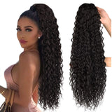 Extensões de rabo de cavalo cacheado longo 80cm aplique sintético com cordão e clip water wave