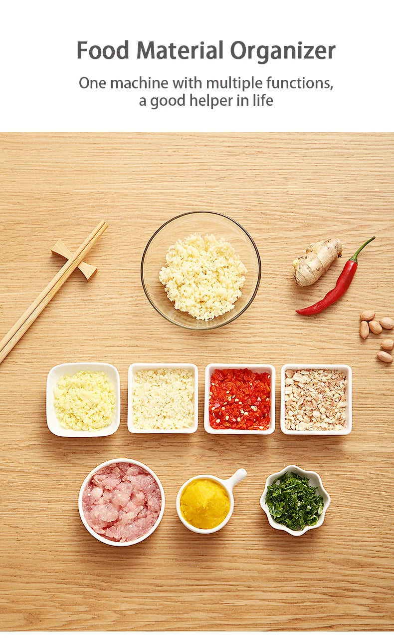 Mini batidoras de alimentos multifunción, picadora de ajo, cortadora de verduras, picadora de carne, prensa de ajo manual para cocina doméstica.