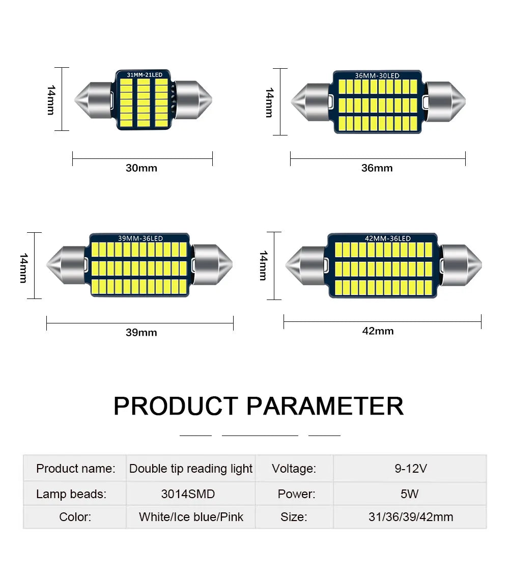 1pcs Festoon 31mm 36mm 39mm 42mm Car interior lights ceiling light License Plate Lamp Internal reading light Map light Dome lamp