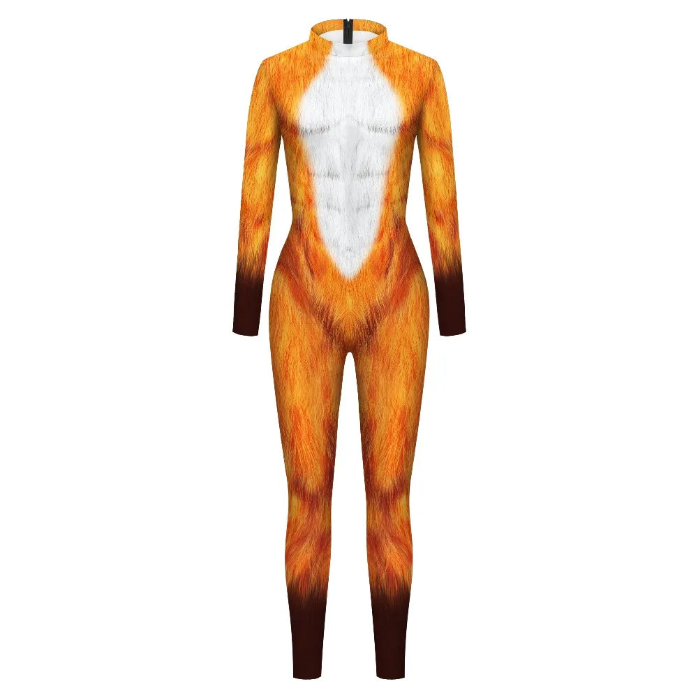 VIP FASHION 2025 Halloween Costumes for Men Animal Fox Cosplay Bodysuit Giraffe Leopard Zentai Jumpsuits Party Funny Male Outfit