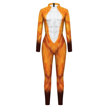 VIP FASHION 2025 Halloween Costumes for Men Animal Fox Cosplay Bodysuit Giraffe Leopard Zentai Jumpsuits Party Funny Male Outfit