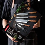 Herramientas de Juego de cuchillos de cocina de acero inoxidable, cuchillo de cocina forjado, tijeras, pelador de cerámica, rebanador de Chef, cuchillo de pelar Nakiri, estuche de regalo