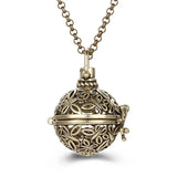 Mexico Music Ball Hollow Zircon Pendant Vintage Perfume Locket Necklace Aromatherapy Diffuser Sweater Chain For Women Jewelry
