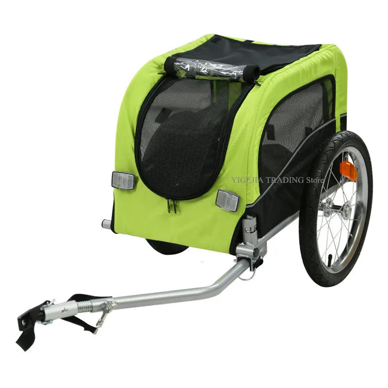 16Inch Air-Filled Wheel Pet Bicycle Trailer For Small Dog & Cat With a Hitch Linker, Metal Frame Carrier Suggest Load 20KG