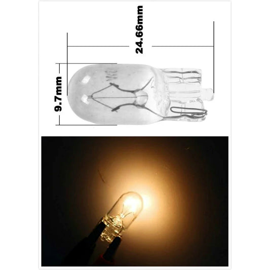 10pcs Car T10 12V 194 168 W5W 3W/5W Wedge Warm White Blue Red Yellow Green Amber Halogen Bulb Replacement Dashboard Bulb Light