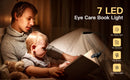 Rechargeable Book Reading Light Lamp, LED Book Light for Reading in Bed - Eye Caring Adjustable Brightness 3 Color Temperatures