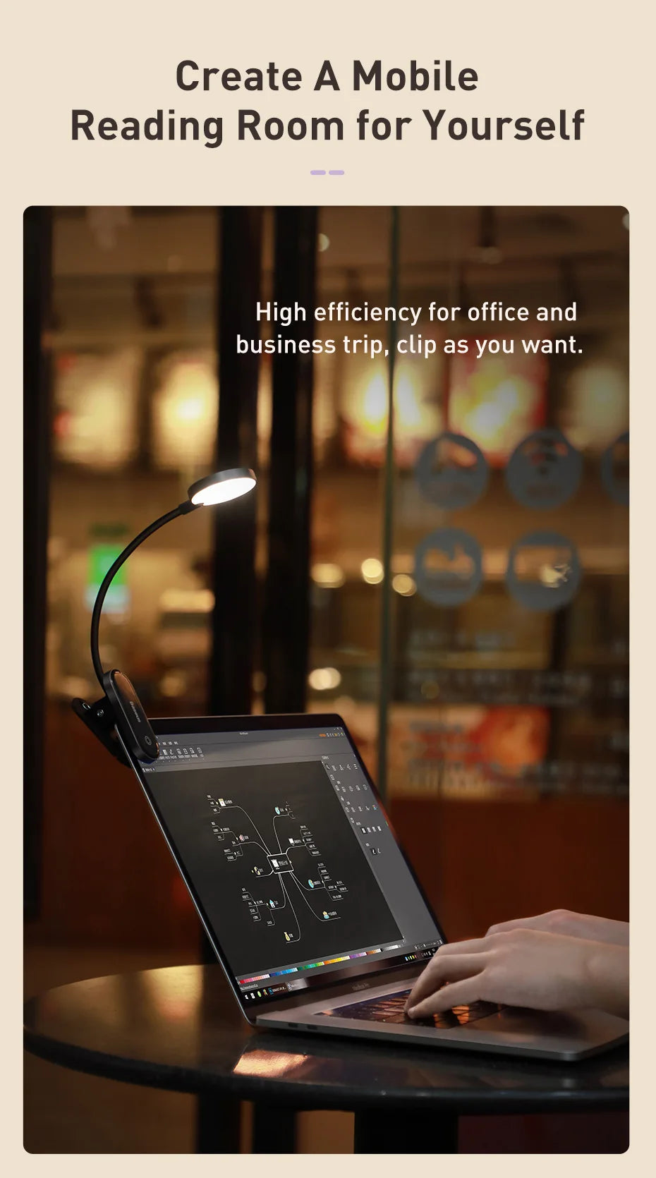 Baseus Led Desk Lamp Clip-On Night Light Reading Computer Keyboard illuminated Eye Protection Lamp With USB Charging For Bedroom