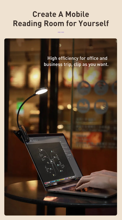 Baseus Led Desk Lamp Clip-On Night Light Reading Computer Keyboard illuminated Eye Protection Lamp With USB Charging For Bedroom