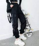 Pantalones cargo para mujer 2023, pantalones harén de moda con bolsillos punk, pantalones deportivos con cadena, elásticos Harajuku, cintura alta, ropa de calle.