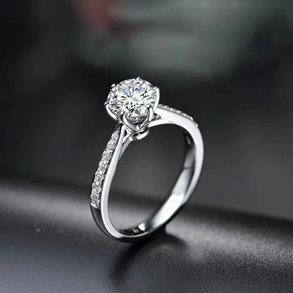 925 Sterling Silver Zircon Adjustable Women's Engagement Ring Wedding Fashion Jewelry Accessories