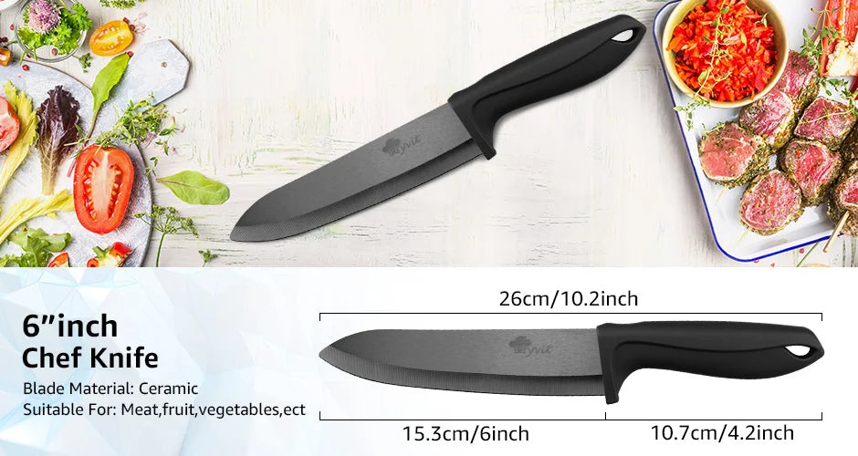 Ceramic Knife Set 3 4 5 6 inch Kitchen Knife + Peeler Holder Black White Blade Chef Knife Fruits Utility Cooking Knives Cutter