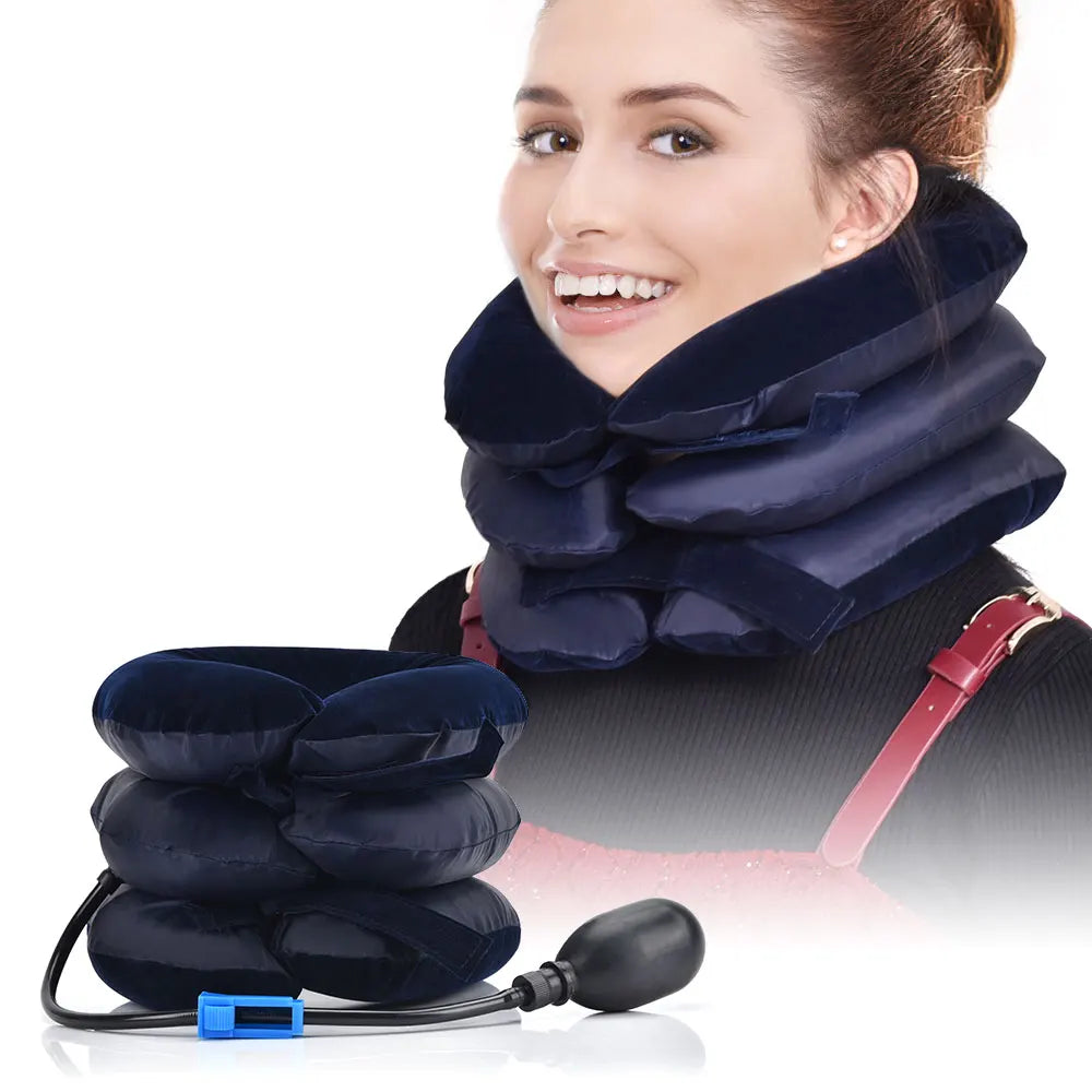 Collarín cervical inflable con tracción cervical, soporte para tractor, almohada de masaje, alivio del dolor, relajación, cuidado de la salud, camilla para cuello y cabeza.