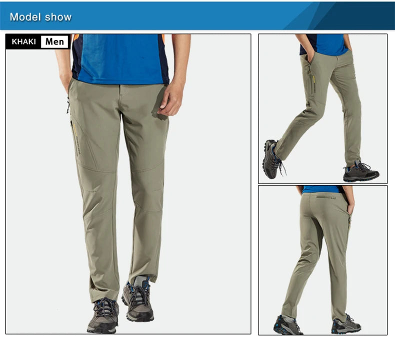 LNGXO Hiking Pants Men Quick Dry Trekking Camping Climbing Running Outdoor Rain Pants Stretch Breathable Elasticity Trousers Men