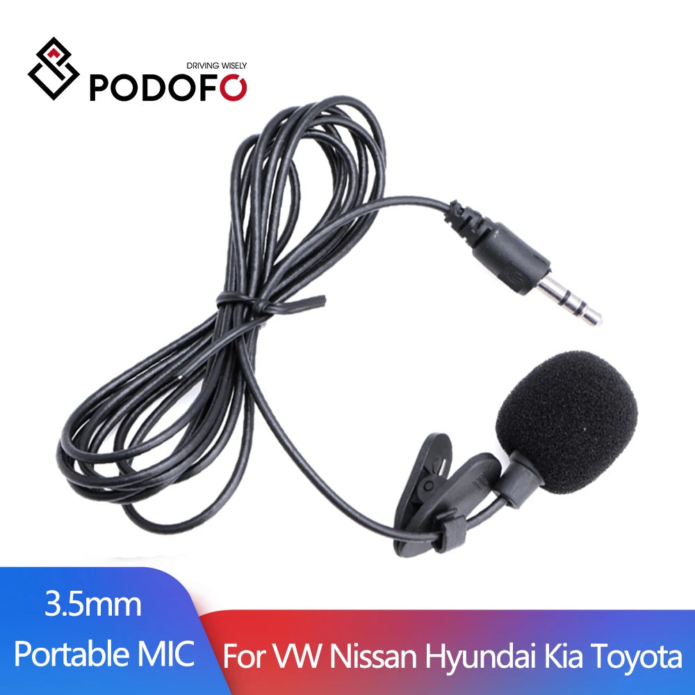 Podofo 3.5mm Universal Portable Mini Mic Microphone Hands Free Clip on Microphone Mini Audio Mic For Car Radio Loud Speaker