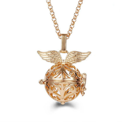 Mexico Music Ball Hollow Zircon Pendant Vintage Perfume Locket Necklace Aromatherapy Diffuser Sweater Chain For Women Jewelry