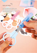 Students Scissors Art Scissors Safety Manual DIY Tools Cartoon Puzzle Cutting Paper-Cut Scissors School Kids Supplies