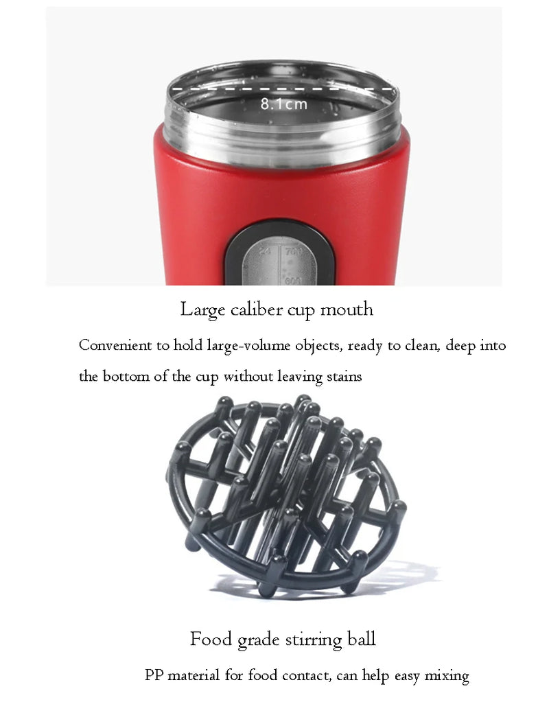 1Pc 700ML Stainless Steel Sports Water Mugs Shaker Bottles With Scale, Outdoor Gym Fitness Shake Cup Protein Powder Mixer Bottle