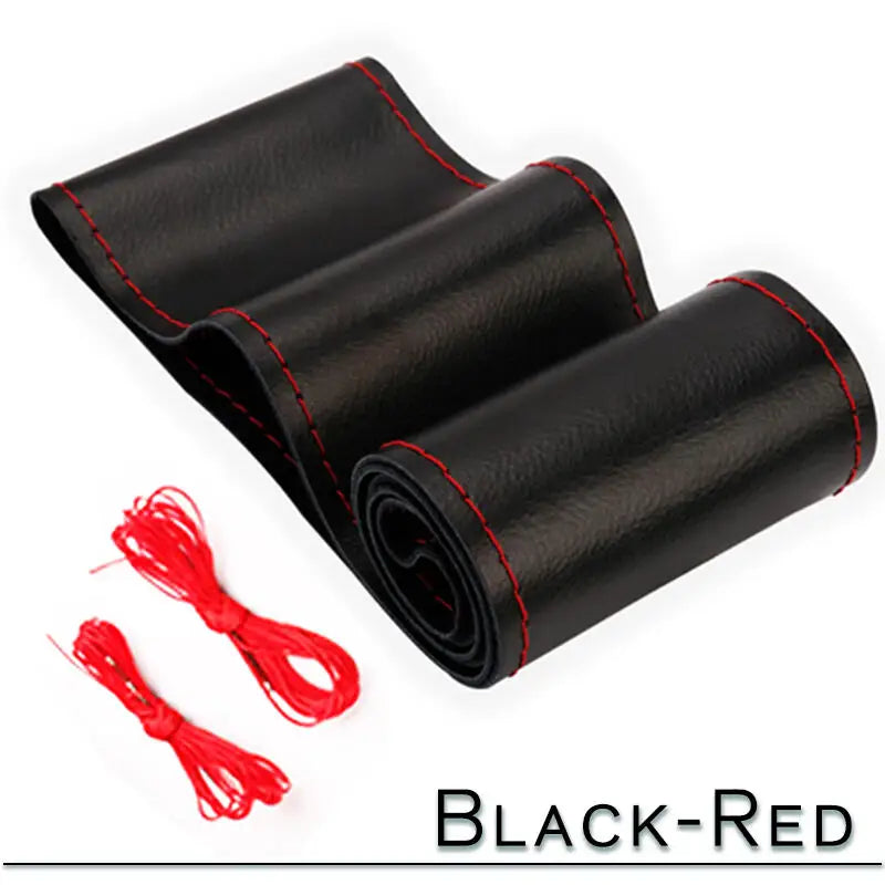 38cm 15inch Car Steering Wheel Braid Cover Artificial leather Needles And Thread Soft Non-slip Auto Interior Accessories Kits