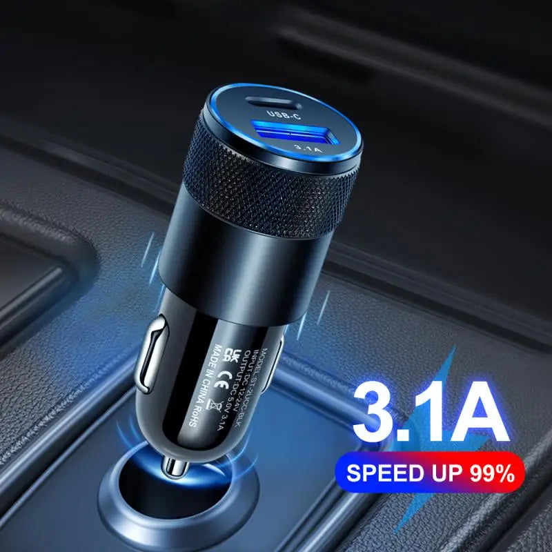 Mini USB C Car Charger 30W PD Phone Power Adapter For iPhone Xiaomi Samsung Fast Charging Cigarette Lighter Socket USB Charger