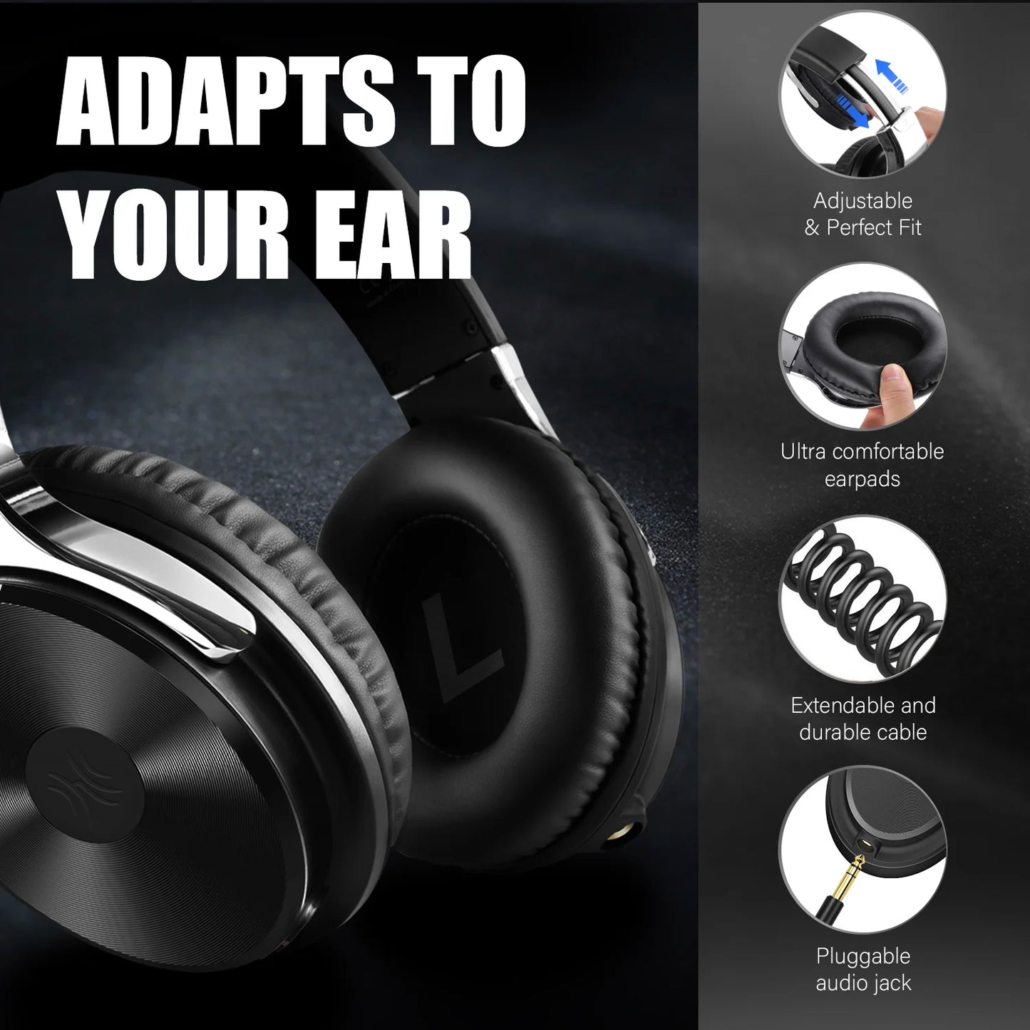 Oneodio Studio HIFI 3.5/6.35mm Wired Headphones Professional Monitor Headphones Over Ear Hi-Res DJ Headset With Mic For Guitar