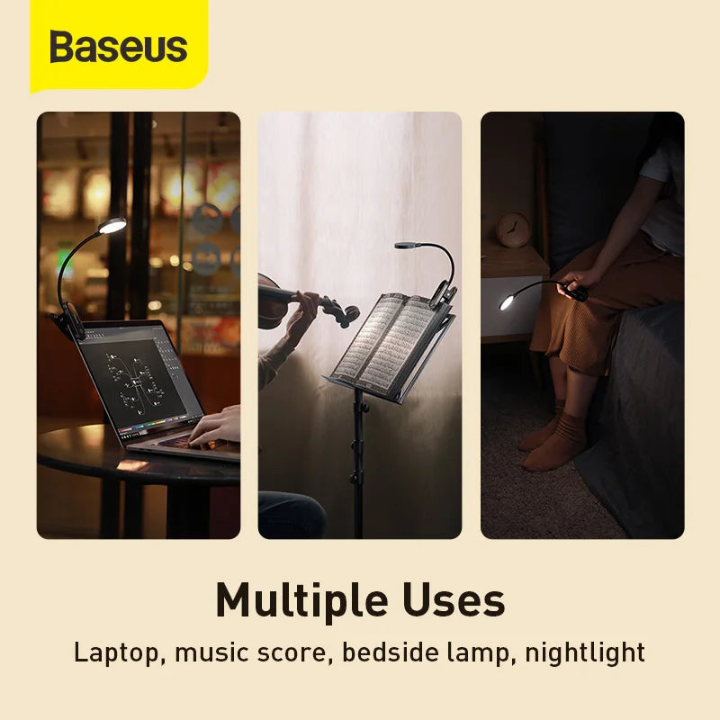 Baseus Led Desk Lamp Clip-On Night Light Reading Computer Keyboard illuminated Eye Protection Lamp With USB Charging For Bedroom