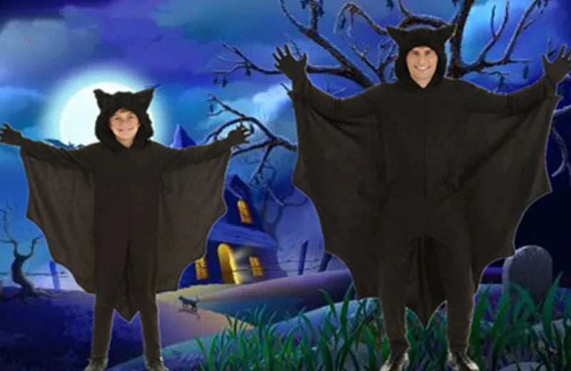Disfraz con capucha de murciélago vampiro Unisex para niños, mono de cosplay sexy para niños, conjunto de disfraz de Halloween, guante, Vestidos de fiesta
