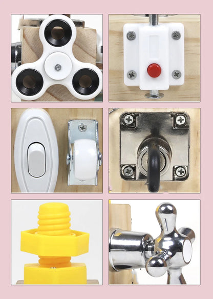 Children Lock DIY Busy Board Baby Montessori Teaching Aid Games  Lock Cognition Toy Kids Education Motor Skill Toys Busyboards